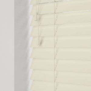 Gloss Creme wood venetian blinds with cords