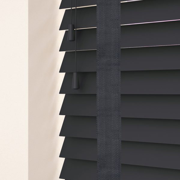 Dark Anthracite Wood Venetian Blind with Tapes