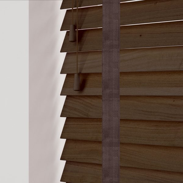 Fired Walnut wood venetian blinds with tapes