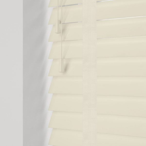 Gloss Creme wood venetian blinds with tapes